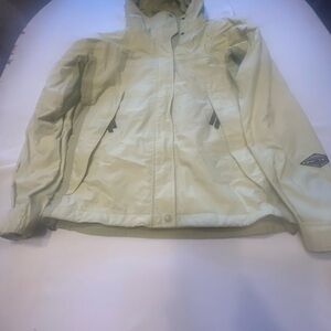 Columbia 365 Beige Omni Tech Waterproof Jacket W Zipper and Buttons Women’s Med